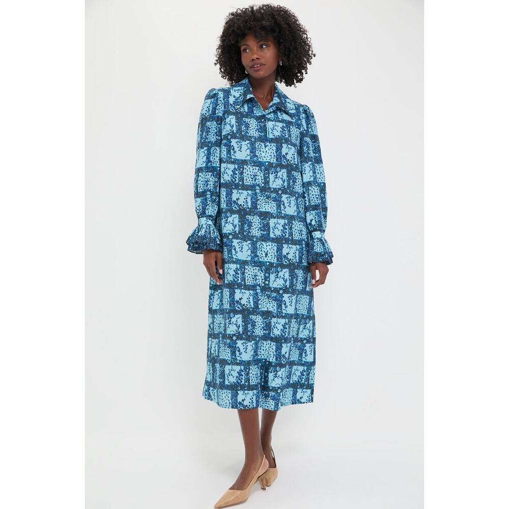 Tuckernuck Blue Tile-Print Midi Dress